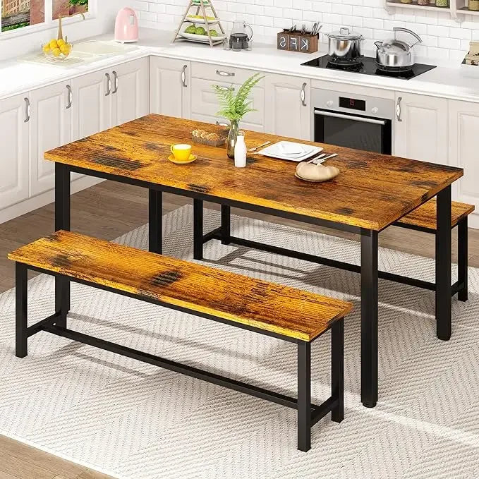 Kitchen or Dining Room Table Set with 2 Benches.