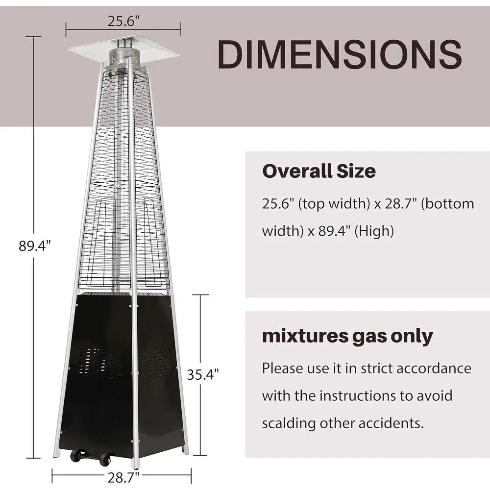 Pyramid Patio Heater 89.4-Inch Outdoor Propane Heater w/Wheels