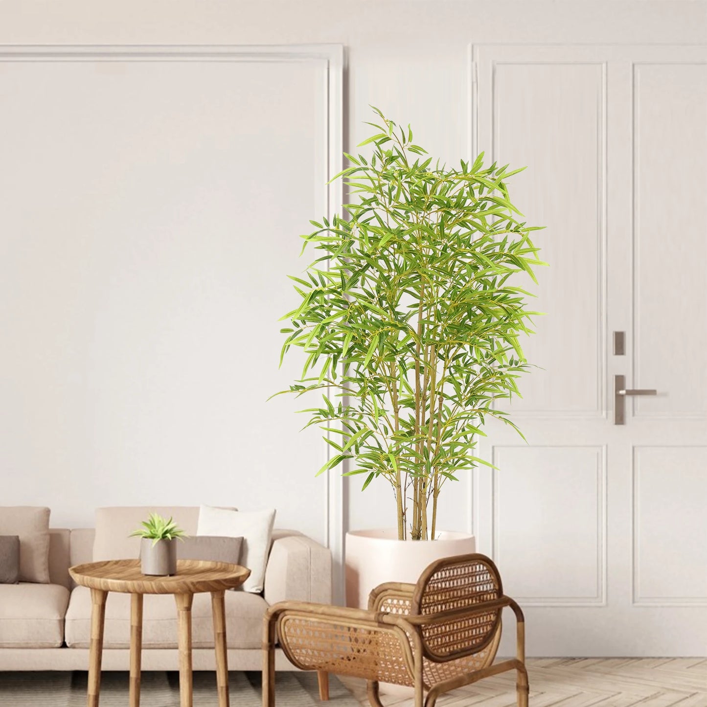 Bamboo Tree Artificial , Artificial Bamboo Tree with Real Trunk and Lifelike Leaves, Faux Bamboo Plants for Home Decor Indoor