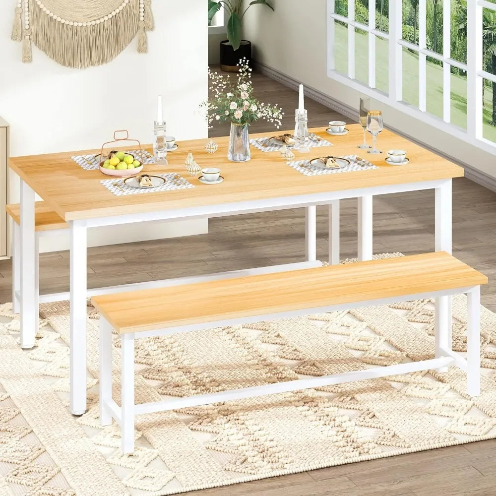 Kitchen or Dining Room Table Set with 2 Benches.