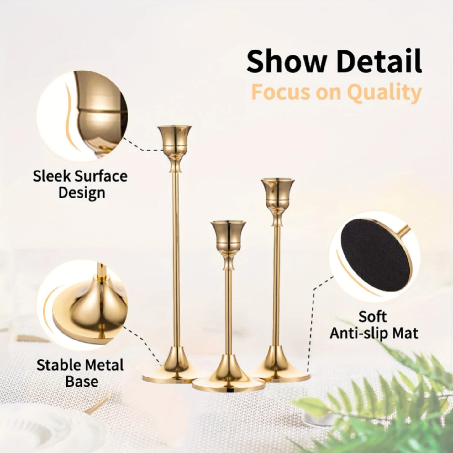 6pcs Elegant Tapered Metal Candle Holder Set