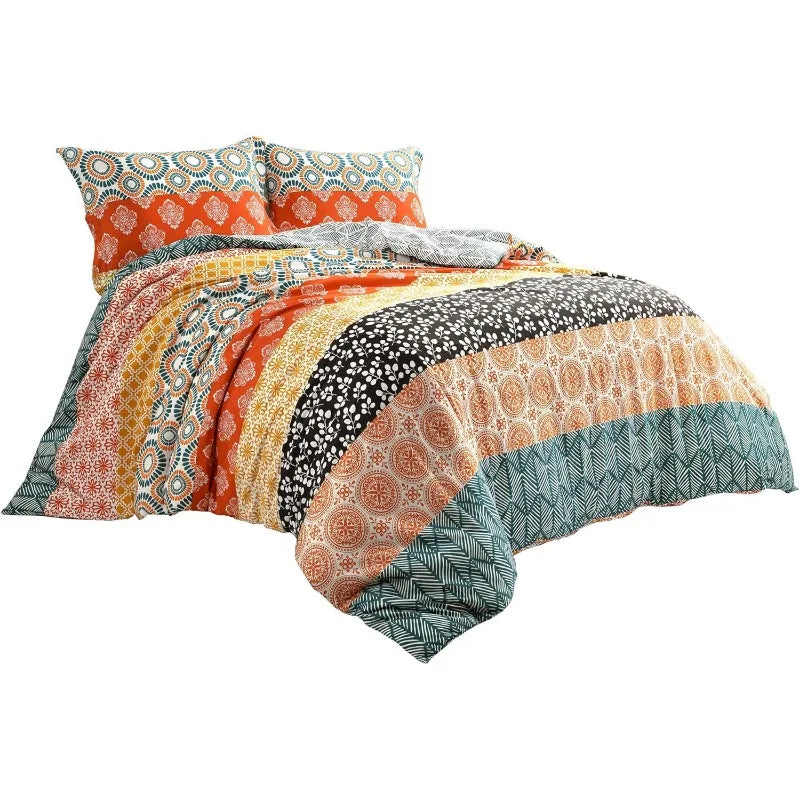 Bohemian Stripe Reversible Cotton Duvet Cover Set