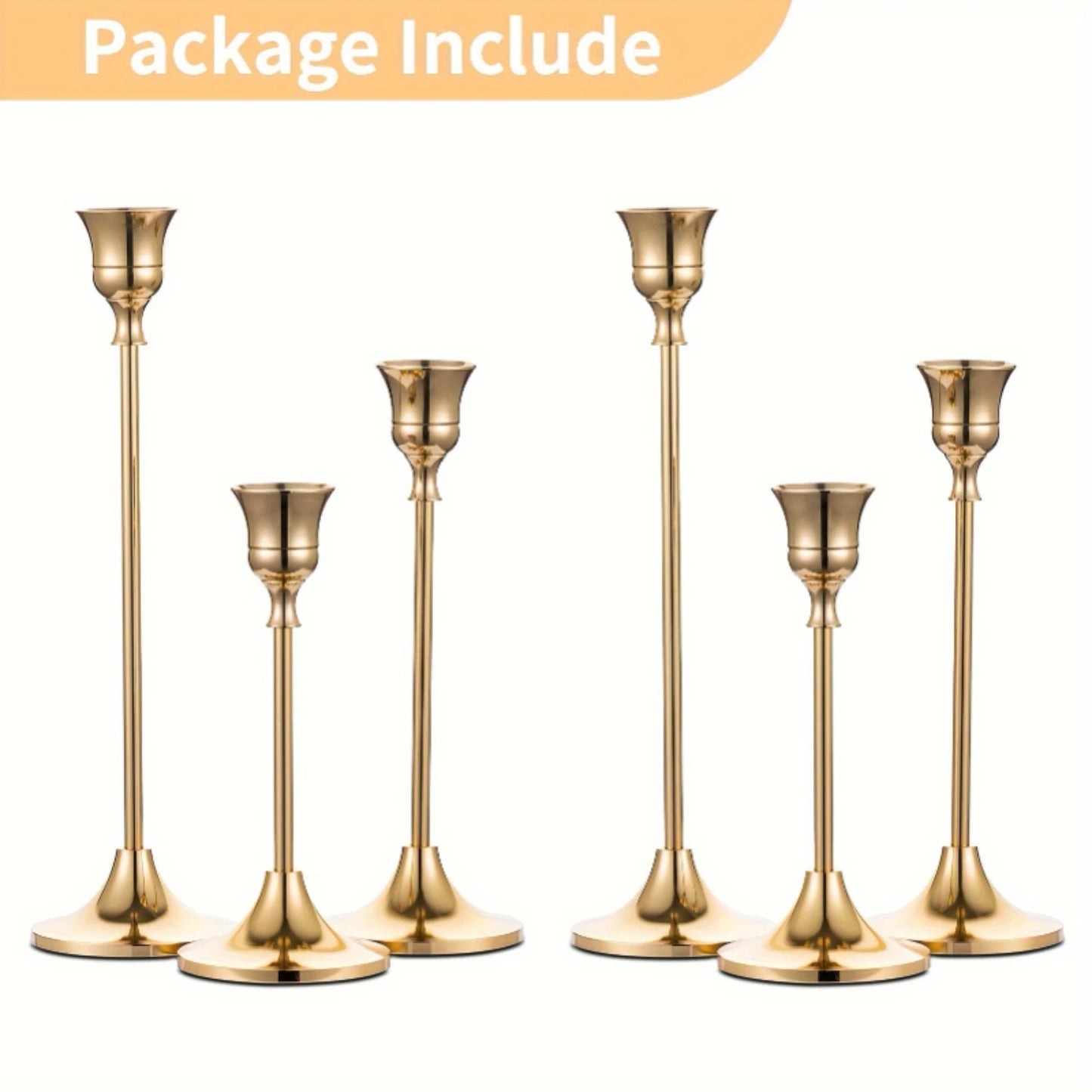 6pcs Elegant Tapered Metal Candle Holder Set