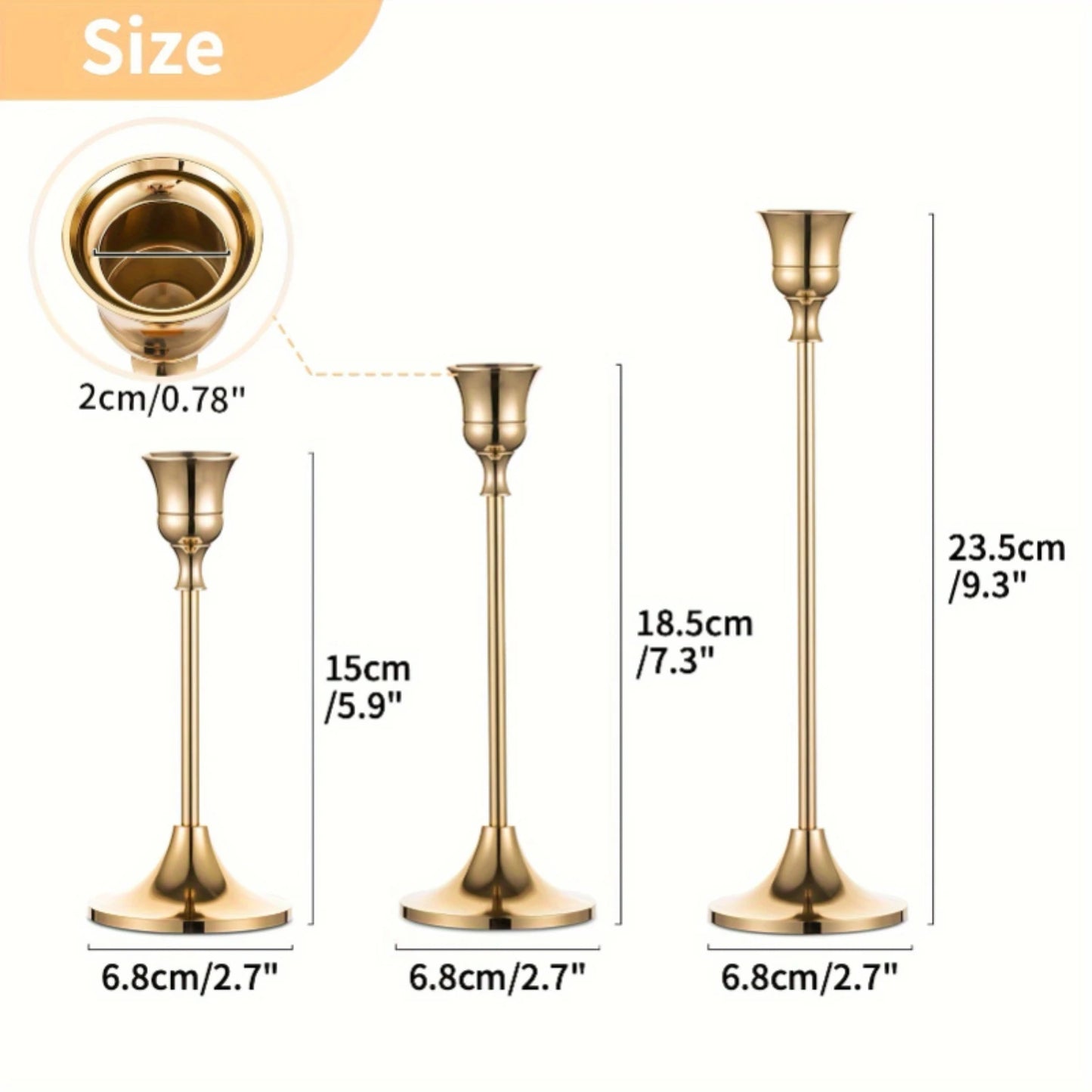 6pcs Elegant Tapered Metal Candle Holder Set