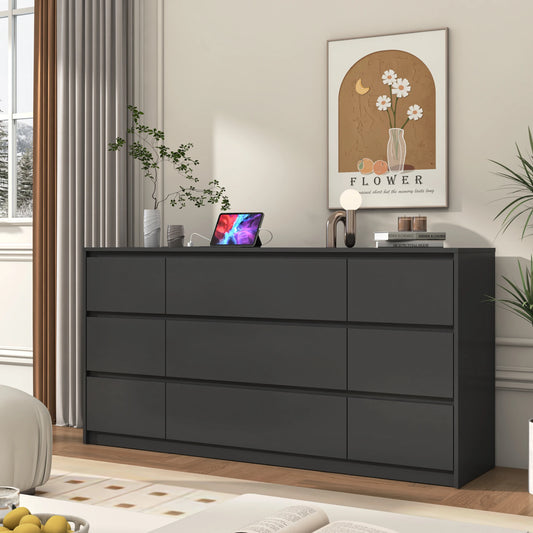 9 Drawer Dresser for Bedroom with Charging Station