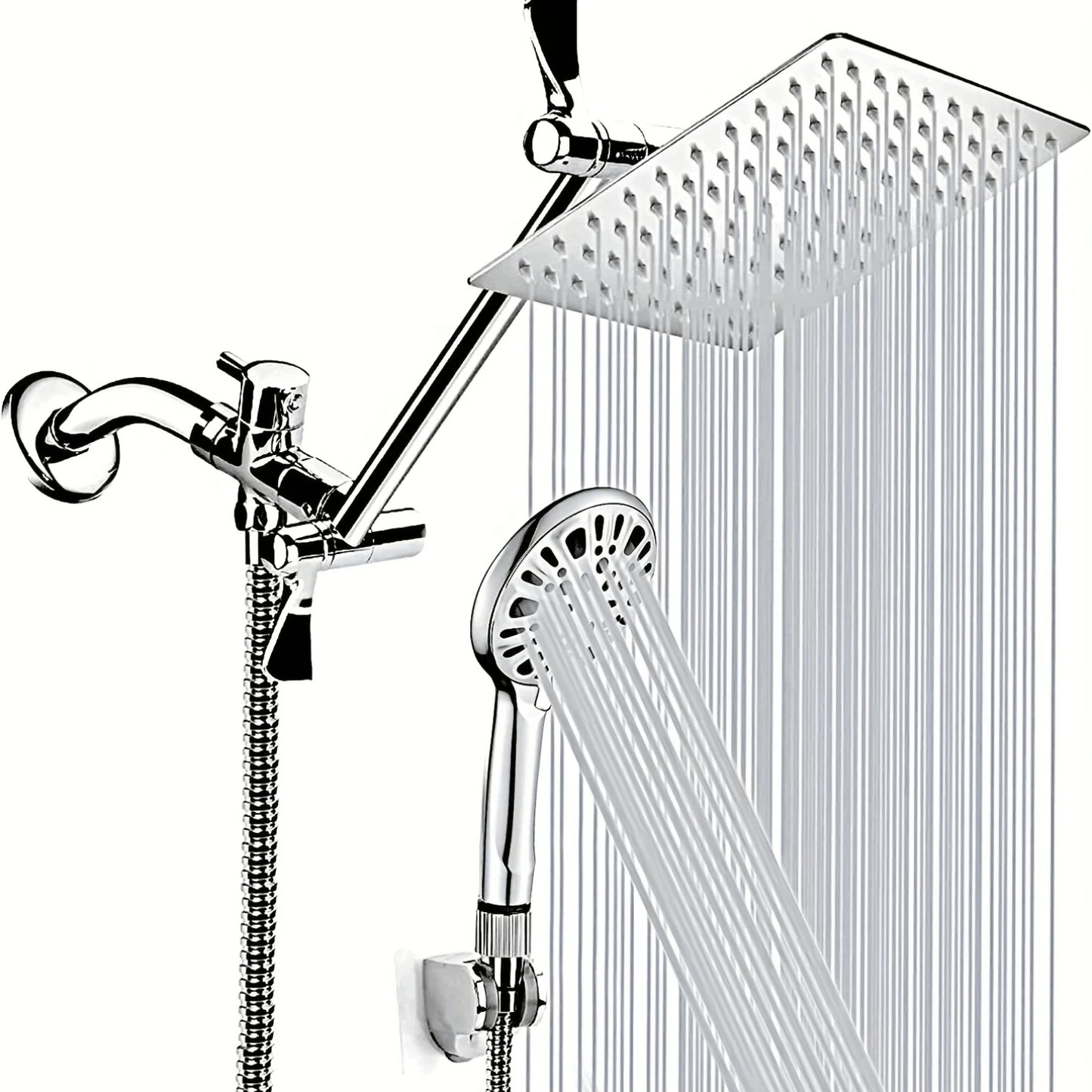 High Pressure Rain Shower Head, Handheld  Combo With Extension Arm