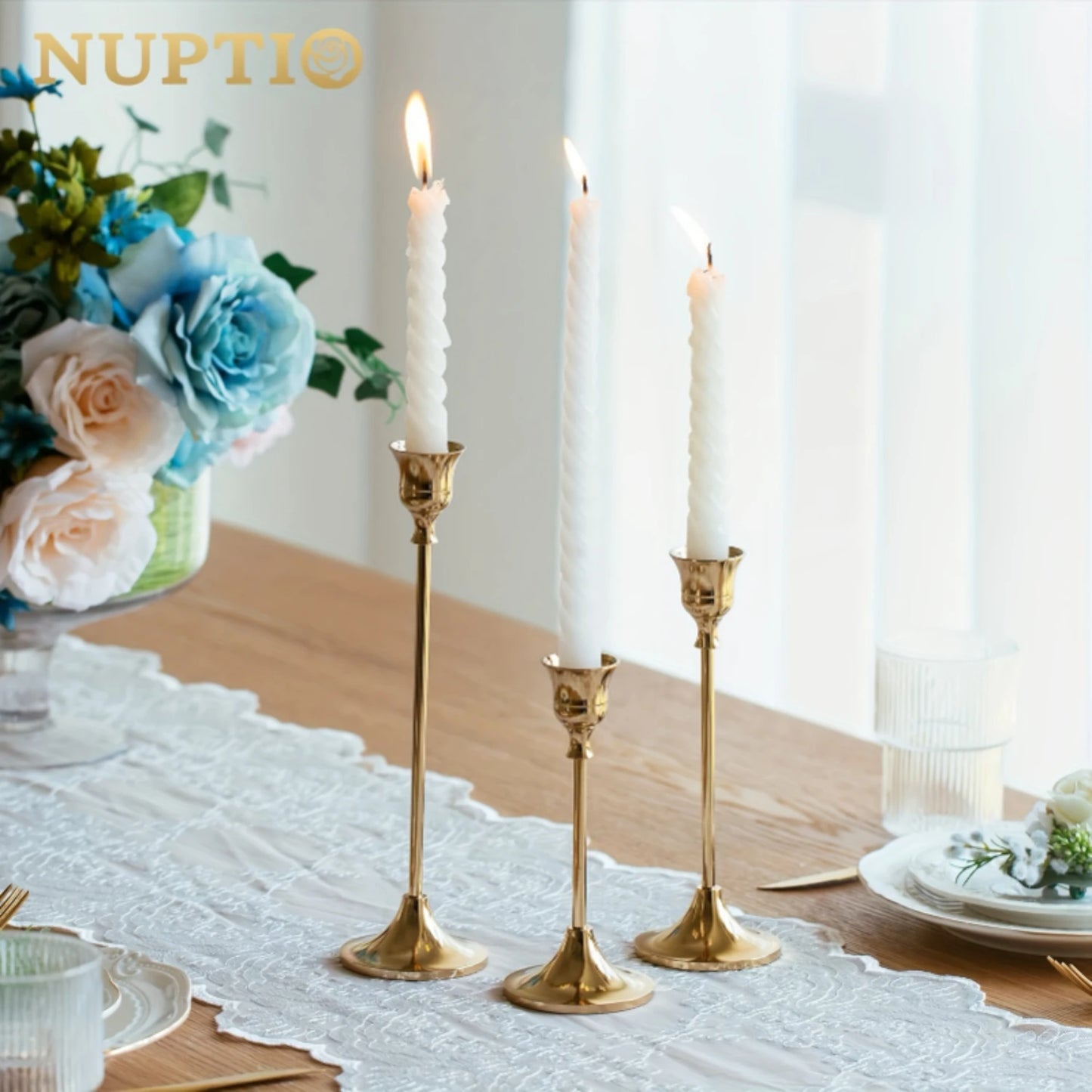 6pcs Elegant Tapered Metal Candle Holder Set