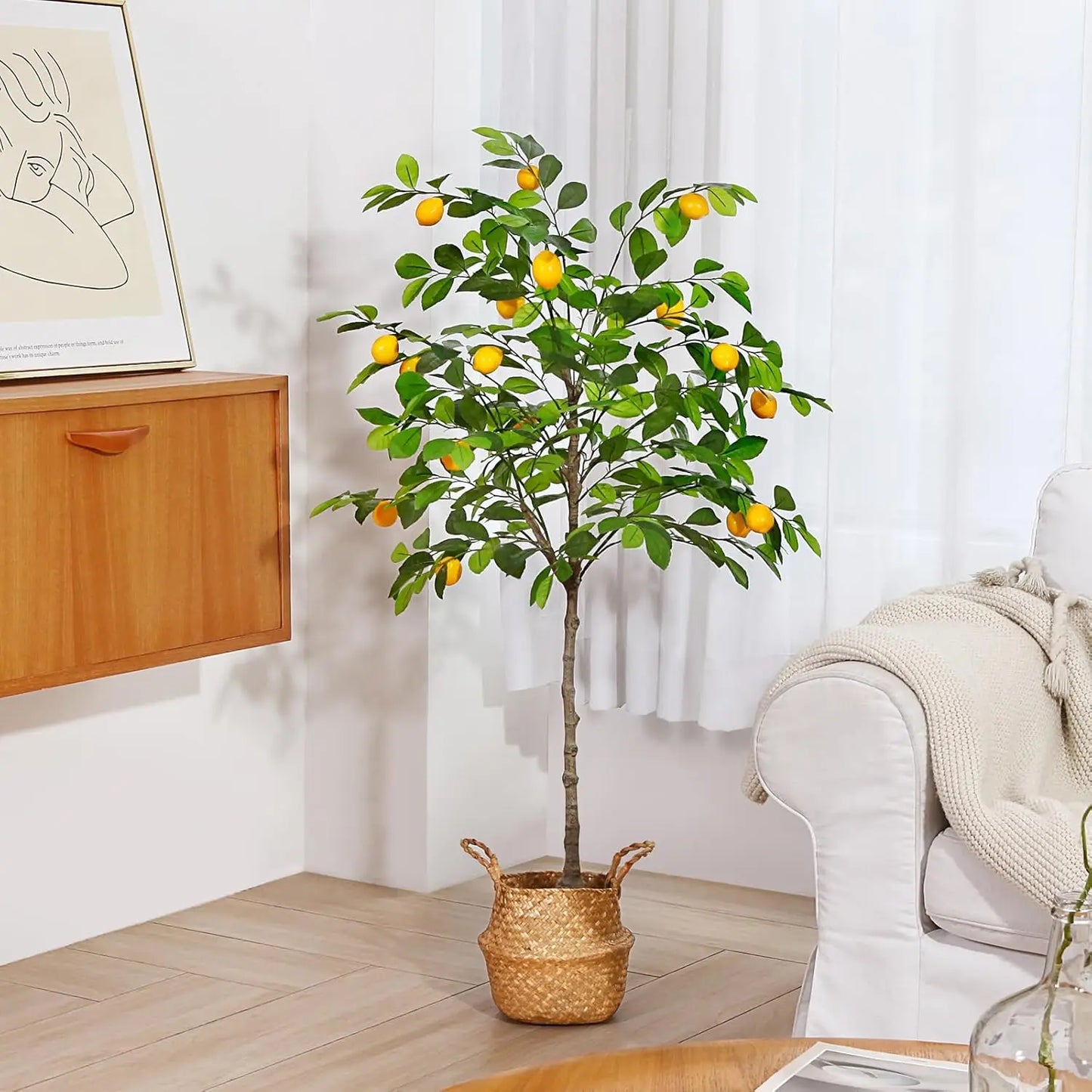 Artificial Lemon Tree Branches realistic Leaves