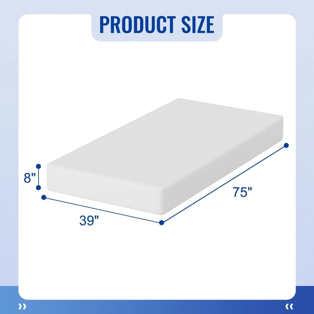 8 inch Twin Mattress Gel Memory Foam Mattress for Cool Sleep & Pressure Relief, Medium Firm Mattresses CertiPUR-US