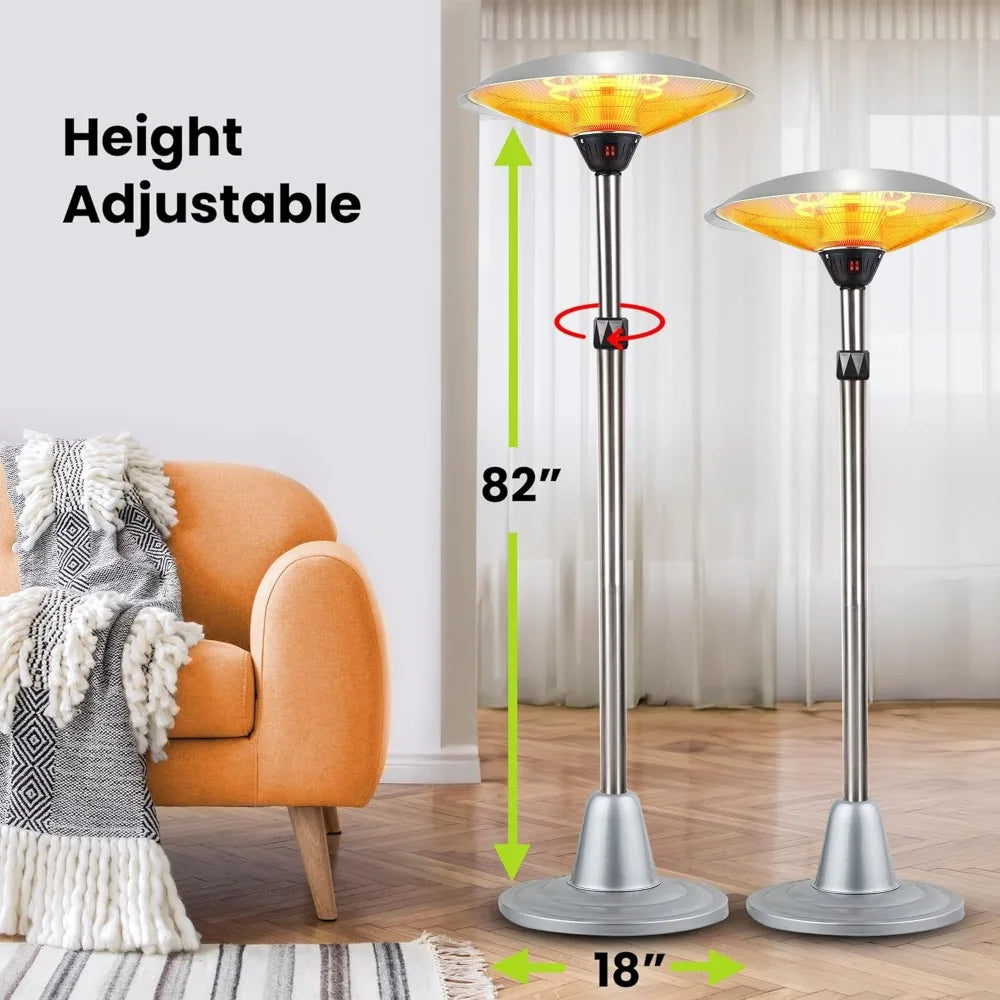 Electric Patio Heater 1500W for Outdoor Heating with Adjustable Height,