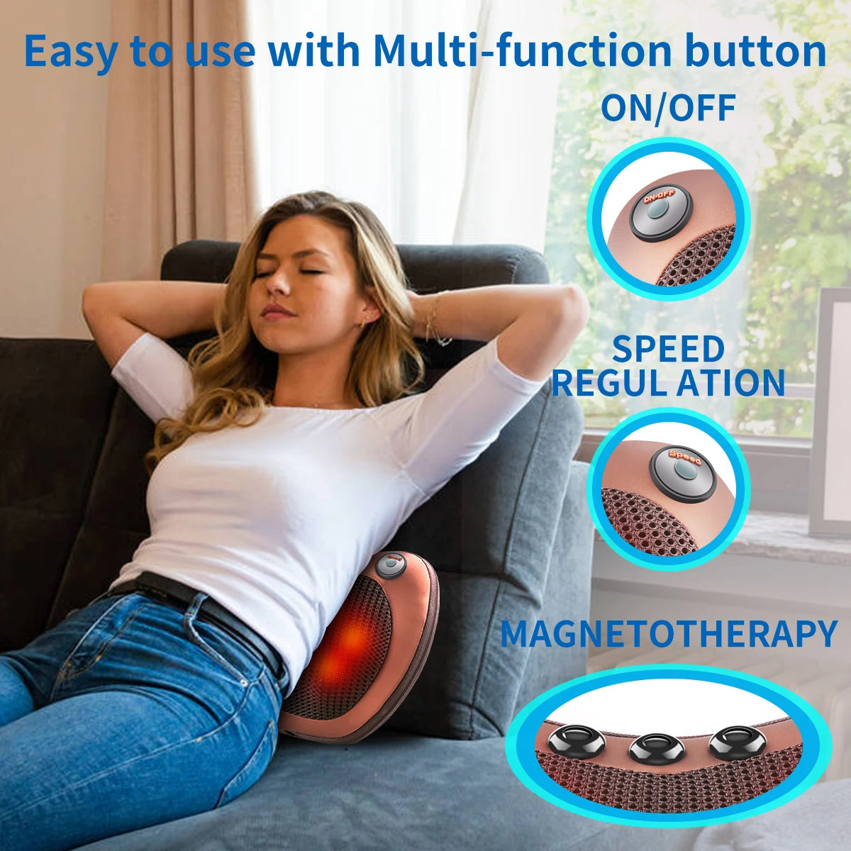 Massage Pillow for Head Shoulder Back Shiatsu Neck Massage