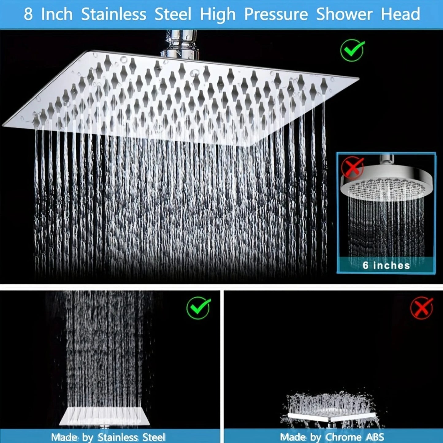 High Pressure Rain Shower Head, Handheld  Combo With Extension Arm