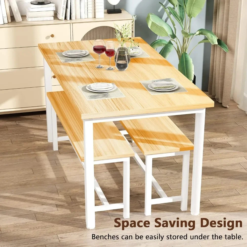 Kitchen or Dining Room Table Set with 2 Benches.