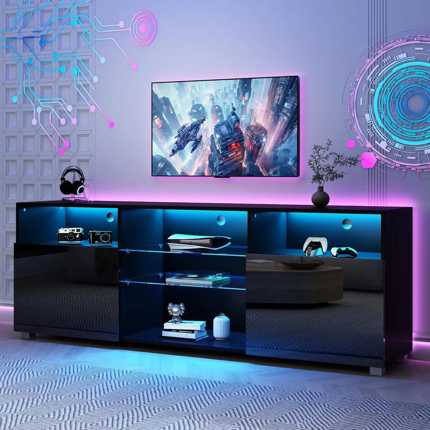 High Glossy Modern Entertainment Table LED TV Stand for 60/65 inch